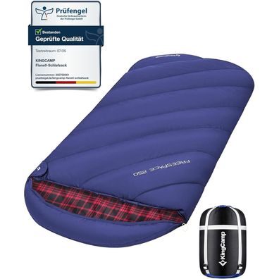 KingCamp XXL Baumwoll Flanell Deckenschlafsack für Erwachsene, 220x100cm, Warm