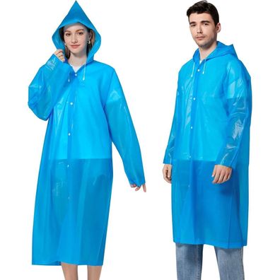 Newbyinn 2er Pack Regenponcho für Damen und Herren, wasserdicht, faltbar, blau