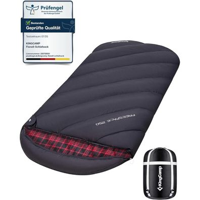 KingCamp XXL Baumwoll Flanell Deckenschlafsack für Erwachsene, warm, 220x100cm