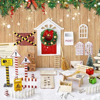 Rollway 80tlg Miniatur Wichtel Zubehör Set für Wichteltür, Weihnachtsdeko