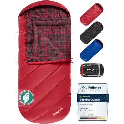 KingCamp XXL Baumwoll Flanell Deckenschlafsack für Erwachsene, 220x100cm, Rot