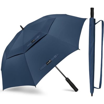 ZOMAKE Großer Golf Regenschirm Sturmfest XL/XXL, Marineblau, 182CM, für 2-5
