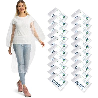 Opret Regenponcho (5/10/20 Stück) - Transparent, Wasserdicht, mit Kapuze und