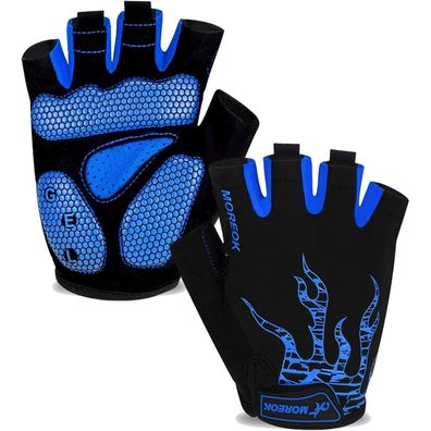 Bikingmoreok Fahrradhandschuhe Halbfinger Radhandschuhe Herren Damen Blau S