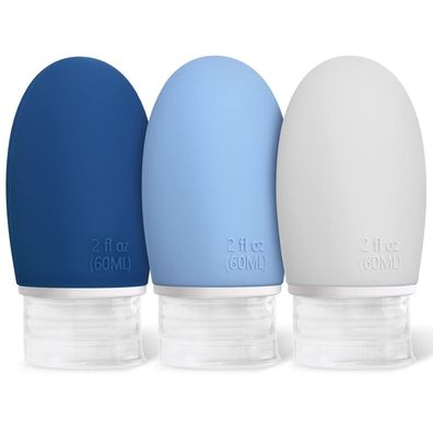 Opret 3er Set Silikon Reiseflaschen 60ml - Auslaufsicher, Nachfüllbar