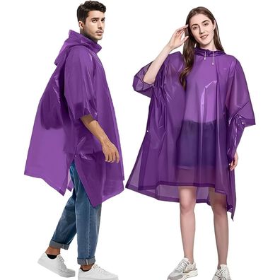 Gerhannery 2 Stück dicker Regenponcho Schwarz/Lila, wiederverwendbar
