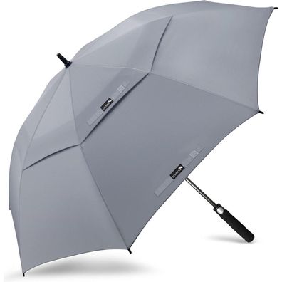 ZOMAKE Großer XL/XXL Regenschirm Sturmfest, 157cm, Grau, für Herren und Damen