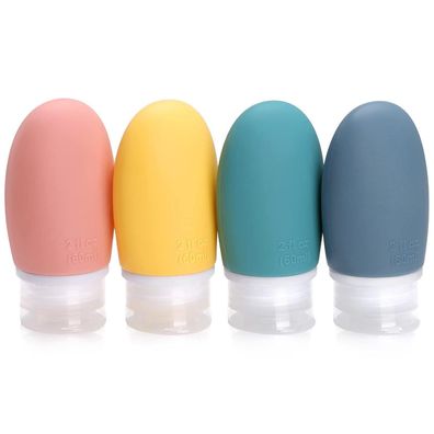 Opret 4er Set Silikon Reiseflaschen 60ml, Auslaufsicher und Nachfüllbar