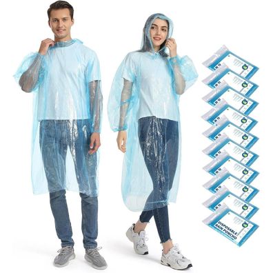 Opret 10 Stück durchsichtiger Regenponcho für Damen und Herren, wasserdicht