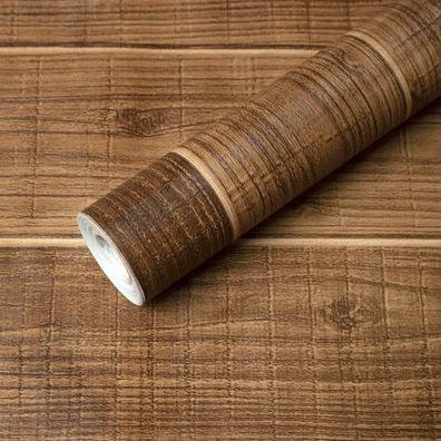 FENTIS Dunkelbraune Holzoptik Selbstklebende Tapete Vinyl Klebefolie für Deko