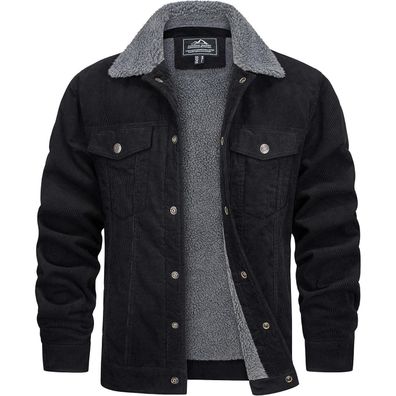 Tacvasen Herren Gefütterte Cordjacke mit Teddyfell-Kragen - Warme Übergangsjacke