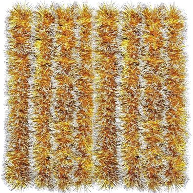 LATERN 10M Gold Lametta Girlande mit Frostspitze - Glitzernde Metallic Deko für