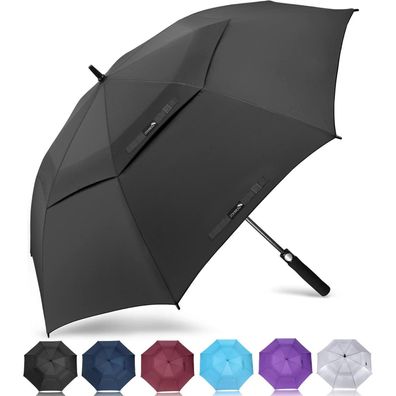 ZOMAKE Großer Golf Regenschirm Sturmfest XL/XXL, Schwarz, 137CM, für 2 Personen