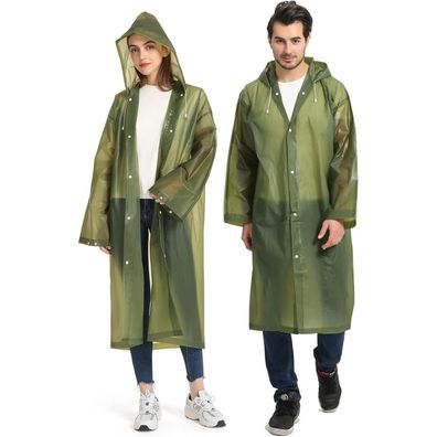 Opret 2 Stück transparenter Regenmantel für Damen und Herren, wiederverwendbar
