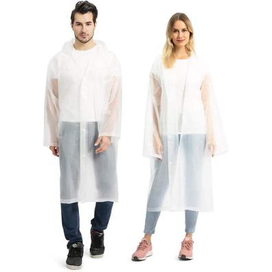 Opret 2 Stück transparenter Regenmantel für Damen und Herren, wiederverwendbar