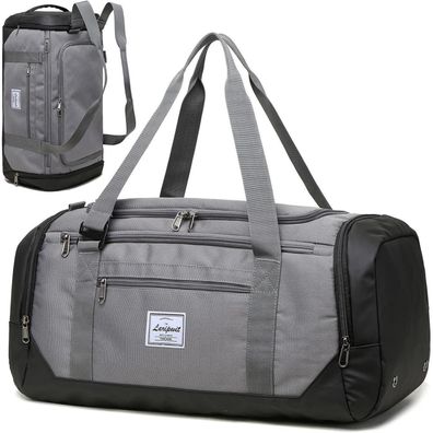 Laripwit Reisetasche 40L Grau, Sporttasche mit Schuhfach & Nassfach, Weekender