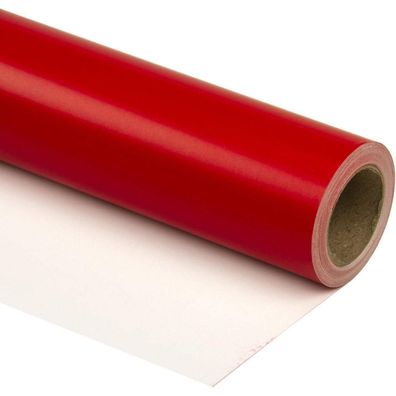 Ruspepa Rotes Glänzendes Geschenkpapier, Mini-Rolle, Einfarbig für Hochzeit