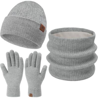 Bequemer Laden Damen Herren Winter Beanie Mütze und Schal Set Unisex Gestrickt