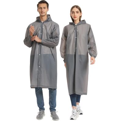 Opret 2 Stück Transparenter Regenponcho für Damen und Herren, wiederverwendbar