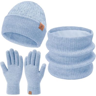 Bequemer Laden Damen Herren Winter Beanie Mütze und Schal Set Unisex Gestrickt