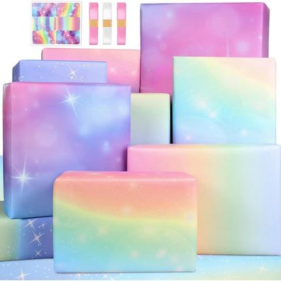 Geschenkpapier für Mädchen & Frauen, Rosa Lila, Geburtstag, Valentinstag