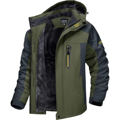 Magcomsen Herren Winter Fleecejacke - Warm, Winddicht, Wasserdicht, Abnehmbare