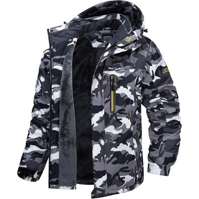 Magcomsen Herren Winter Fleecejacke - Warm, Winddicht, Wasserdicht, Abnehmbare