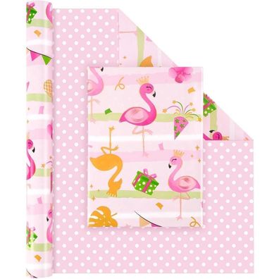 Wernnsai Flamingo Geschenkpapierrolle 43cm x 10m - Perfekt für Geburtstage
