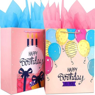 Edunass Geschenktüten Groß im 2er Set mit Seidenpapier - Perfekt für