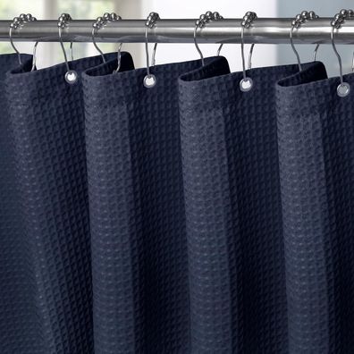 Vanzavanzu Waffel Duschvorhang 275x182cm Marineblau - Wasserdicht