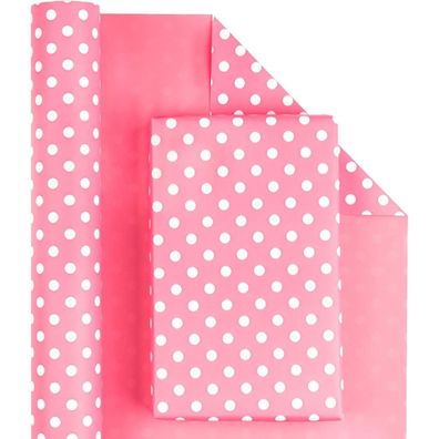 Ruspepa Wendbare Geschenkpapierrolle - Pink & Polka Dot Design, 43,2 cm x 10 m