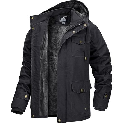 Magcomsen Herren Winterjacke Warm Gefüttert Fleece Parka Winddicht Outdoor