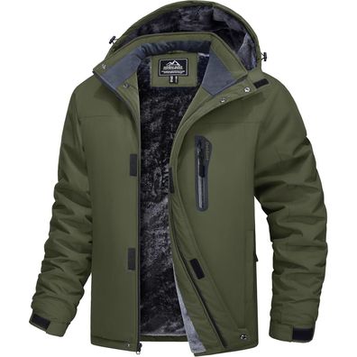 Magcomsen Herren Winterjacke Wasserdicht Warm Gefüttert Fleecejacke Winddicht