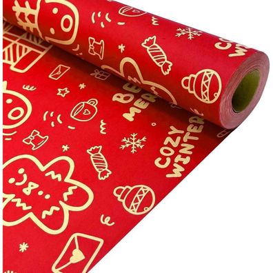 LZRinue Rote Weihnachtsgeschenkpapierrolle, 43 cm x 15 m, recycelbares