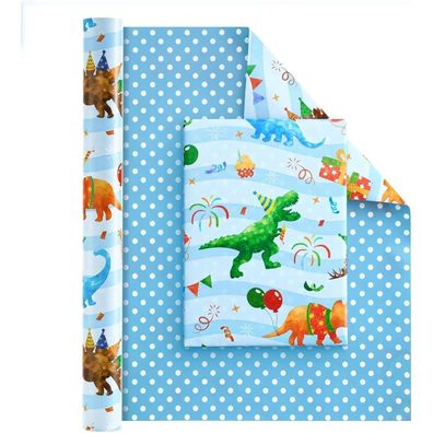 Wernnsai Dinosaurier Geschenkpapier, 1 Rolle Dino Geschenkpapier für