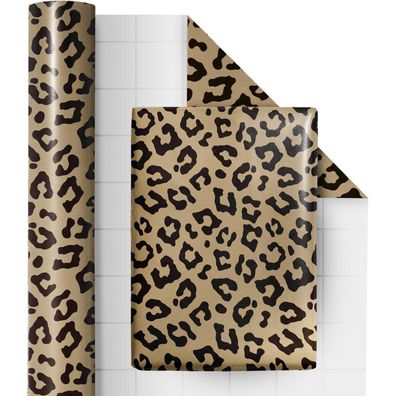Ruspepa Geschenkpapierrolle Leopardenmuster mit Metallic-Folienglanz, 43,2 cm x