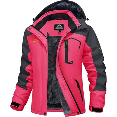 Magcomsen Damen Winterjacke Skijacke Fleece Parka Softshell Wasserdicht