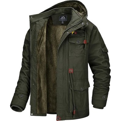 Magcomsen Herren Winterjacke Warm Gefüttert Fleece Winddicht mit Abnehmbarer