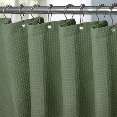 Vanzavanzu Waffel Duschvorhang aus Stoff, wasserdicht, 275 x 182 cm, Grün