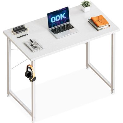 ODK Kleiner Schreibtisch 80x40cm Computertisch Bürotisch mit Kopfhörerhalter