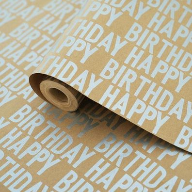 MAMUNU Geschenkpapier Rolle Kraftpapier mit Aufkleber & Papierseil, Silbernes