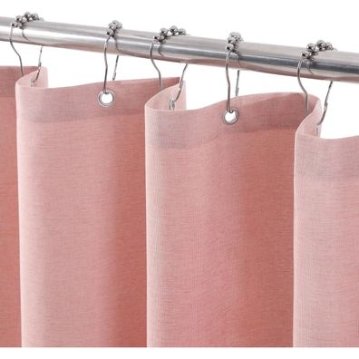Vanzavanzu Schmaler Leinen Duschvorhang 92 x 182 cm, Rosa Leinen, Schwerer
