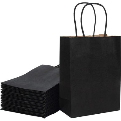 Loveinside 25er Set Schwarze Kraft Geschenktüten 21x11x27 cm mit Griffen für