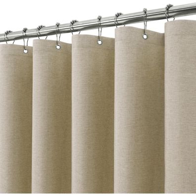 Vanzavanzu Duschvorhang Leinen Taupe 152x214cm - Wasserdicht, Anti-Schimmel