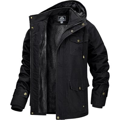 Magcomsen Herren Winterjacke Warm Gefüttert Fleece Winterparka Winddicht