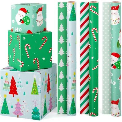 Wernnsai Weihnachts Geschenkpapier Set - 3 Rollen mit Weihnachtsmann