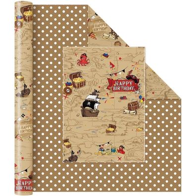 Wernnsai Piraten Geschenkpapierrolle 43 cm x 10 m - Perfekt für