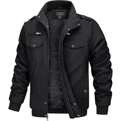 Magcomsen Herren Winterjacke Warm Fleecejacke Übergangsjacke Parka Pilotenjacke