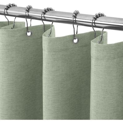 Vanzavanzu Duschvorhang Leinen Stoff Textil Wasserdicht mit Metallringen