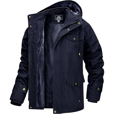 Magcomsen Herren Winterjacke Warm Gefüttert Fleece Winddicht Übergangsjacke mit